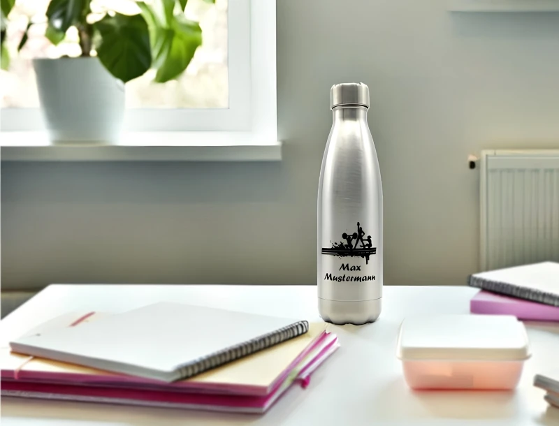 Trinkflasche aus Edelstahl, personalisiert mit Motiv und Namen